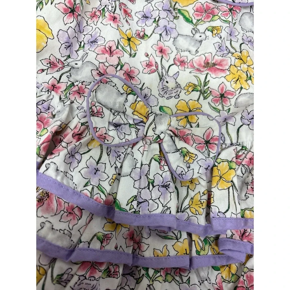 Pippa & Julie Baby Girl Floral Bunny Print Ruffled Dress Easter Spring 18 Months